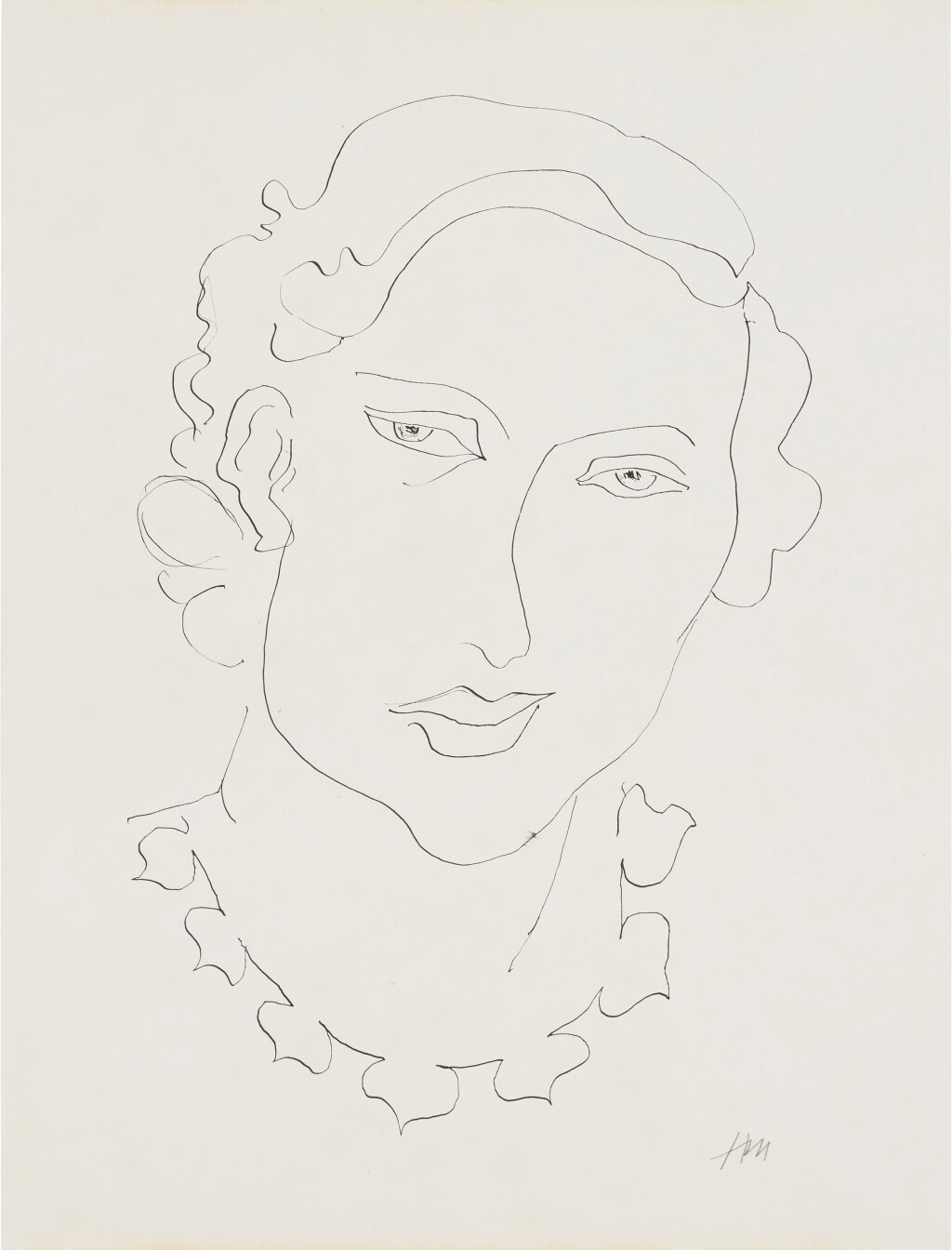 View full screen - View 1 of Lot 406. Tête de femme au collier.