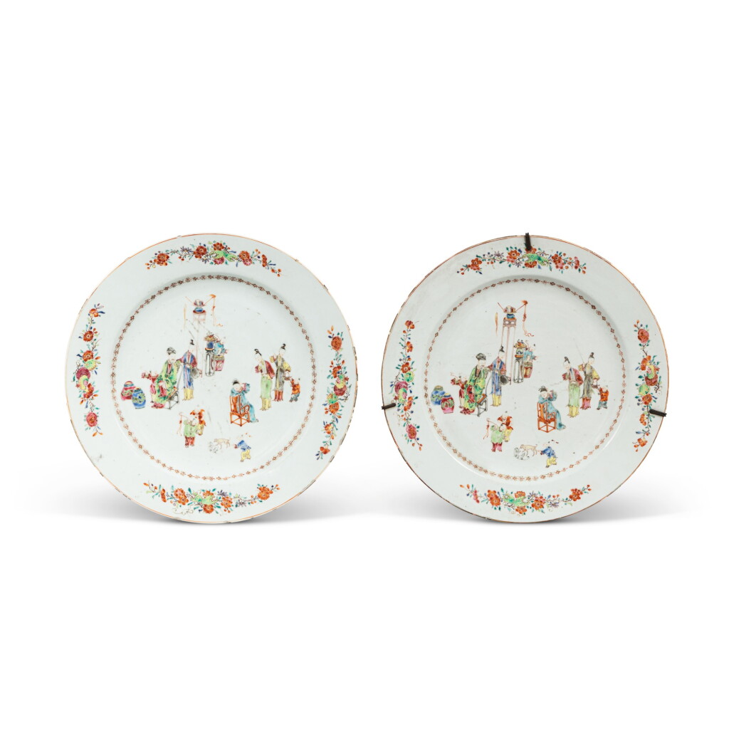 View full screen - View 1 of Lot 160. Two large famille-rose 'children at play' dishes Qing dynasty, 18th century | 清十八世紀 粉彩嬰戲紋大盤一對.