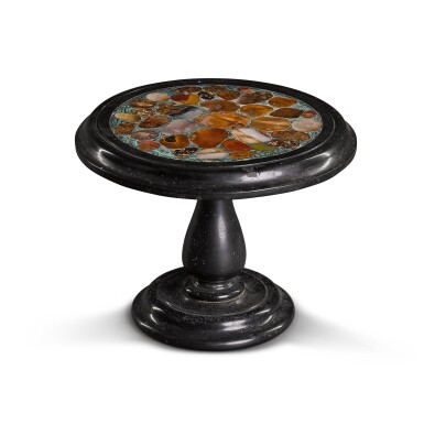View full screen - View 1 of Lot 44. A Victorian hardstones and Ashford marble inlaid miniature table, 19th century.