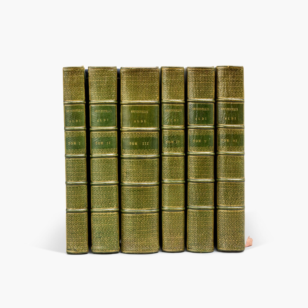 View full screen - View 1 of Lot 6. Aristotle | The fine Doheny set of Aldo's editio princeps, Venice, 1495–1498 .
