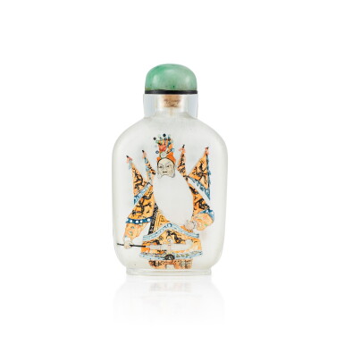 View full screen - View 1 of Lot 3082. An Inside-Painted Glass Snuff Bottle of Tan Xinpei Style of Ma Shaoxuan, 20th Century | 二十世紀 仿馬少宣玻璃內畫譚鑫培鼻煙壺.