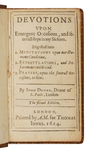 View full screen - View 1 of Lot 13. Donne, John | "No man is an Island, intire of itself...".