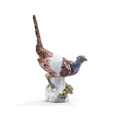 View full screen - View 1 of Lot 589. A Meissen porcelain figure of a pheasant, circa 1745-50.