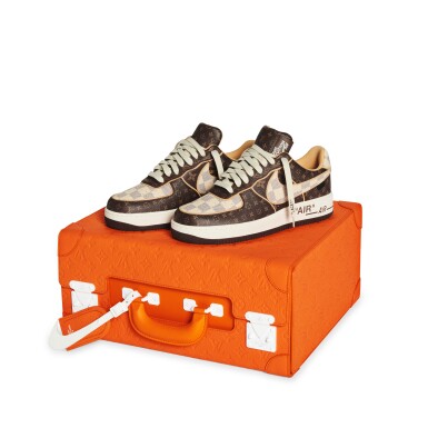 View full screen - View 1 of Lot 38. Size 7 | Nike x Louis Vuitton “Air Force 1” & Pilot Case.