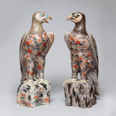 View full screen - View 1 of Lot 66. TWO LARGE ARITA MODELS OF EAGLES, EDO PERIOD, LATE 17TH CENTURY.