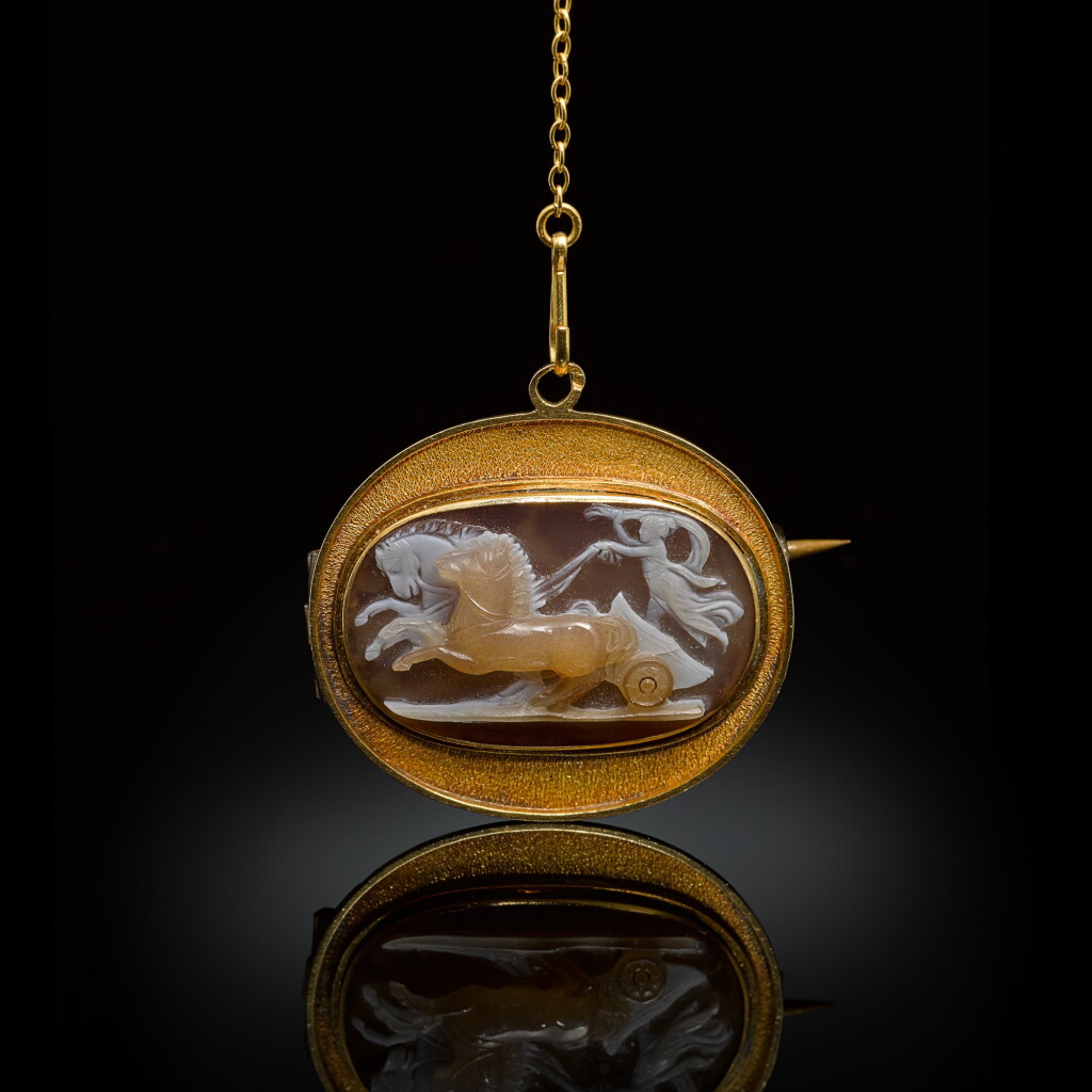 View full screen - View 1 of Lot 265. Cameo with Aurora in her chariot.