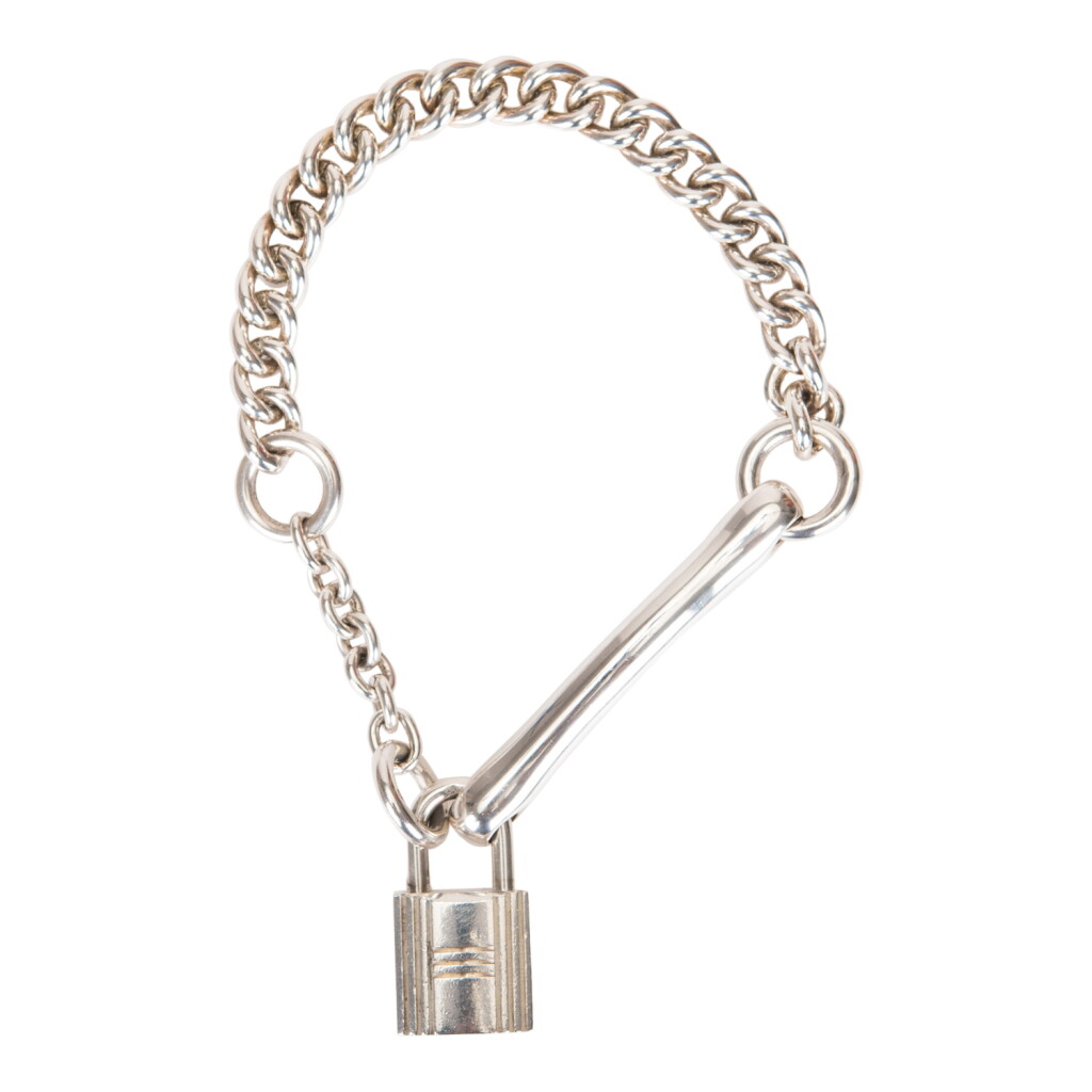 View full screen - View 1 of Lot 91. Hermès "Cadenas Mors Droit" Sterling Silver Bracelet .