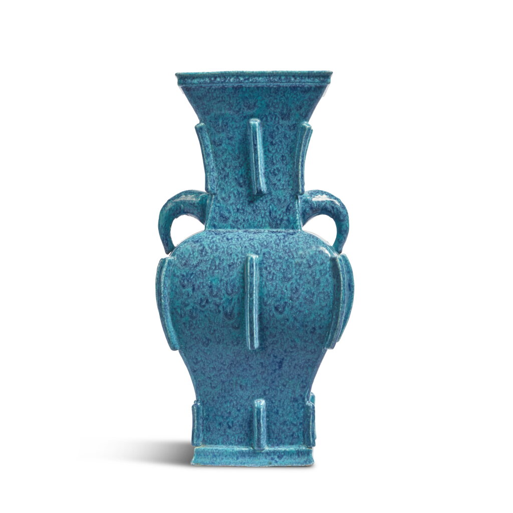 View full screen - View 1 of Lot 15. A robin's-egg-glazed vase, Qing dynasty, 19th century.
