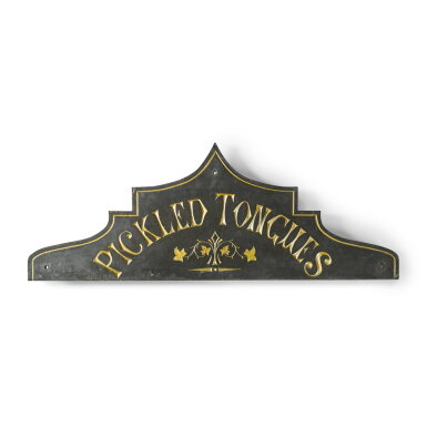 View full screen - View 1 of Lot 142. Two Victorian gilt-decorated slate butcher counter signs, second half 19th century.