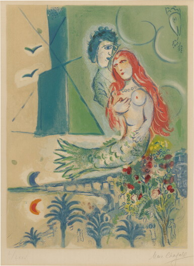 View full screen - View 1 of Lot 160. CHARLES SORLIER AFTER MARC CHAGALL | SIRENE WITH POET (MOURLOT, CHARLES SORLIER 27).