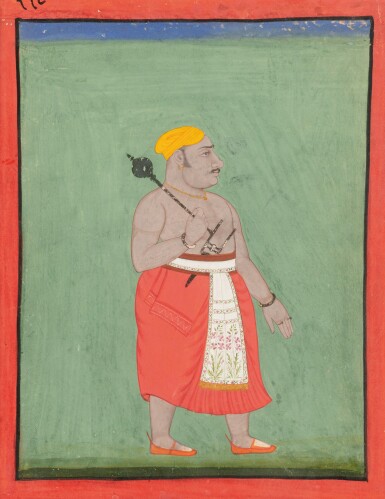 View full screen - View 1 of Lot 38. INDIA, 19TH CENTURY | FOUR PORTRAITS OF RAJPUT DIGNITARIES.