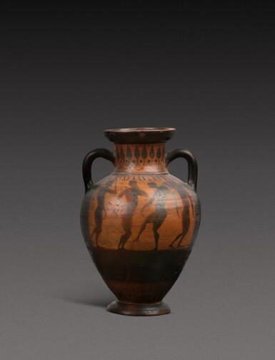 View full screen - View 1 of Lot 57. An Attic Black-figured Amphora, attributed to the Princeton Group, circa 540-530 B.C..