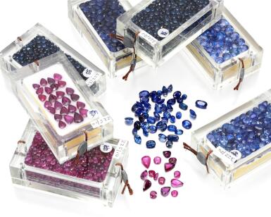 View full screen - View 1 of Lot 48. TWO CASES OF LOOSE SAPPHIRES AND ONE CASE OF LOOSE RUBIES.