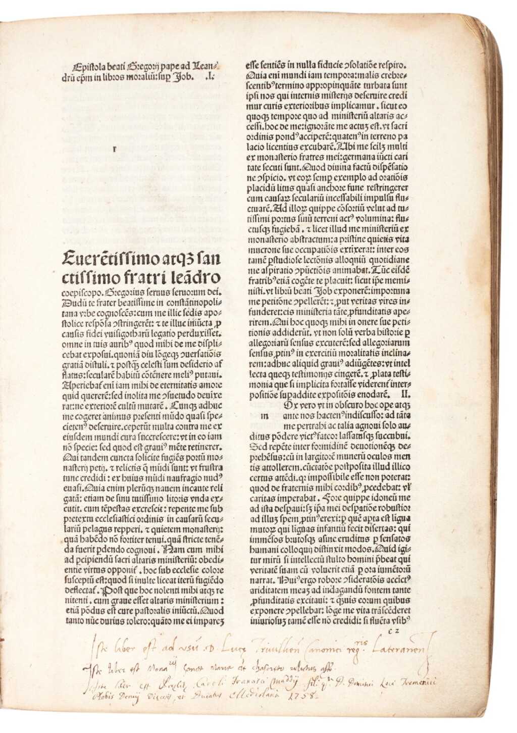 View full screen - View 1 of Lot 118. Gregorius I, Moralia, Venice, 1480, later vellum.