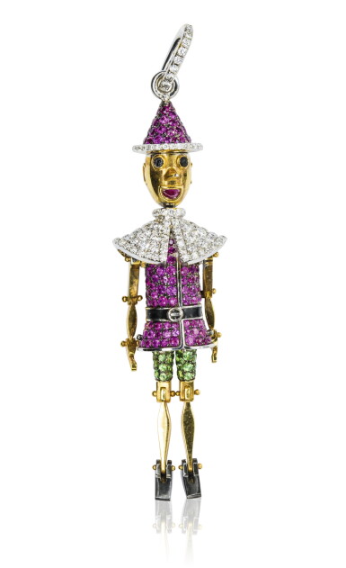 View full screen - View 1 of Lot 57. Gem set and diamond pendant, 'Pinocchio', Michele della Valle.