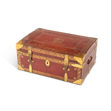 View full screen - View 1 of Lot 86. A royal Louis XV red leather casket with the coat-of-arms of Mesdames, circa 1750.