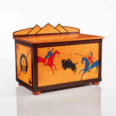 View full screen - View 1 of Lot 238. "Buffalo Hunt" Blanket Chest.