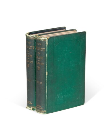 View full screen - View 1 of Lot 246. Charles Darwin | The Descent of Man, 1871, first edition, first issue, original cloth, 2 vols, presentation copy.