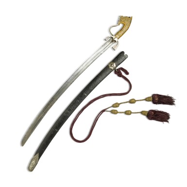 View full screen - View 1 of Lot 150. An ivory-hilted sword (nimcha) and scabbard, East Africa, Sultanate of Oman, 19th century.