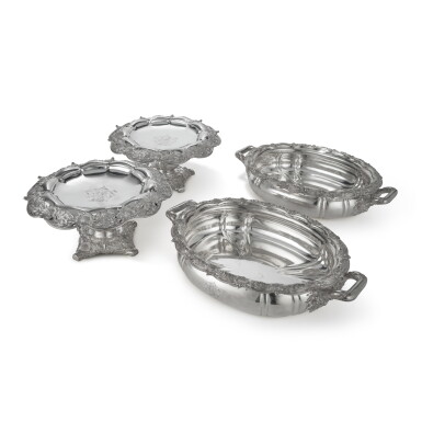 View full screen - View 1 of Lot 259. A Pair of American Silver Chrysanthemum Pattern Compotes and Vegetable Dishes, Tiffany & Co., New York, Circa 1902.