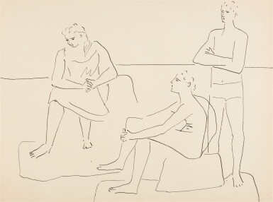 View full screen - View 1 of Lot 226. Femme et deux hommes sur la plage.