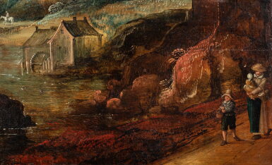 View full screen - View 1 of Lot 713. Landscape with a mill and Travelers.
