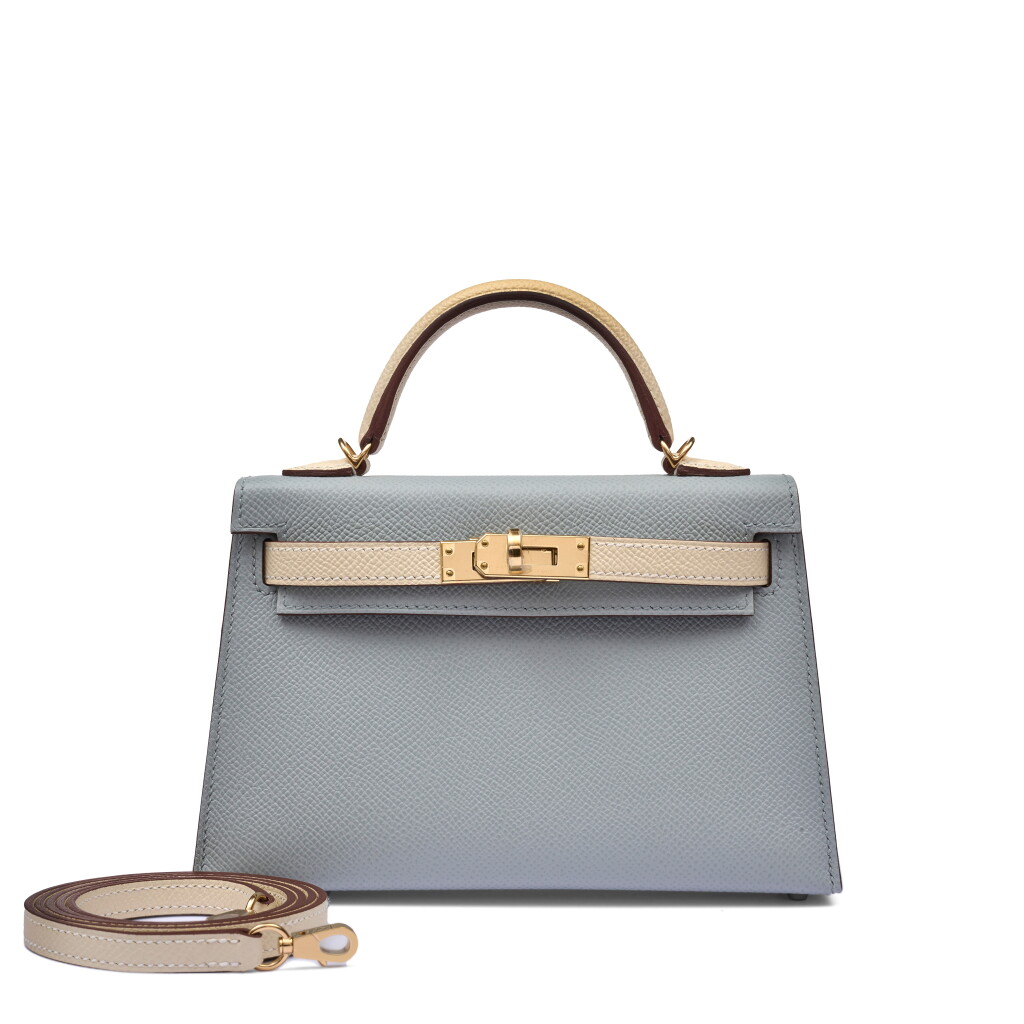 View full screen - View 1 of Lot 22. Bleu Pâle and Nata Epsom HSS Mini Kelly II 20 Permabrass Hardware, 2024.