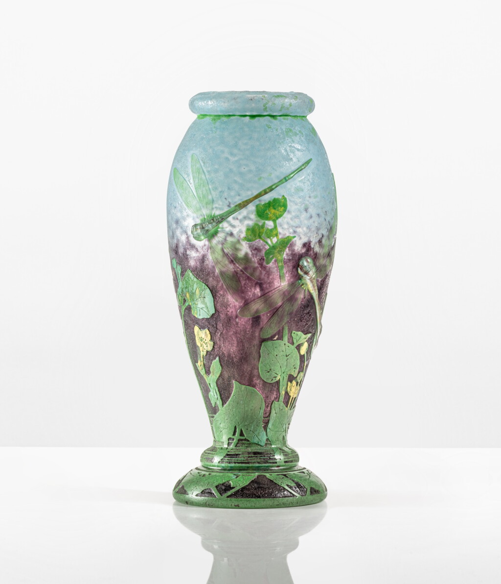 View full screen - View 1 of Lot 37. Libellules et renoncules vase , circa 1904.