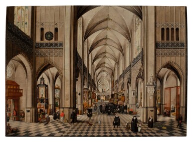 View full screen - View 1 of Lot 10. Interior of the Antwerp Cathedral.