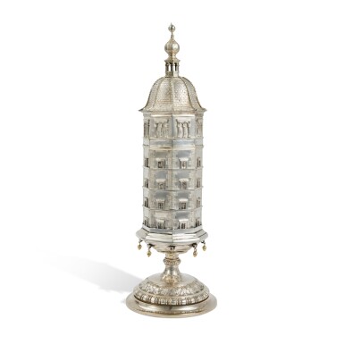 View full screen - View 1 of Lot 39. A Large Austrian Silver Spice Tower, Late 19th Century.