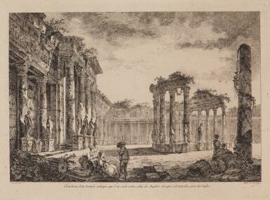 View full screen - View 1 of Lot 38. Élévation d'un Temple antique que l'on croit estre celui de Jupiter Serapis à Pouzzoles près de Naples.