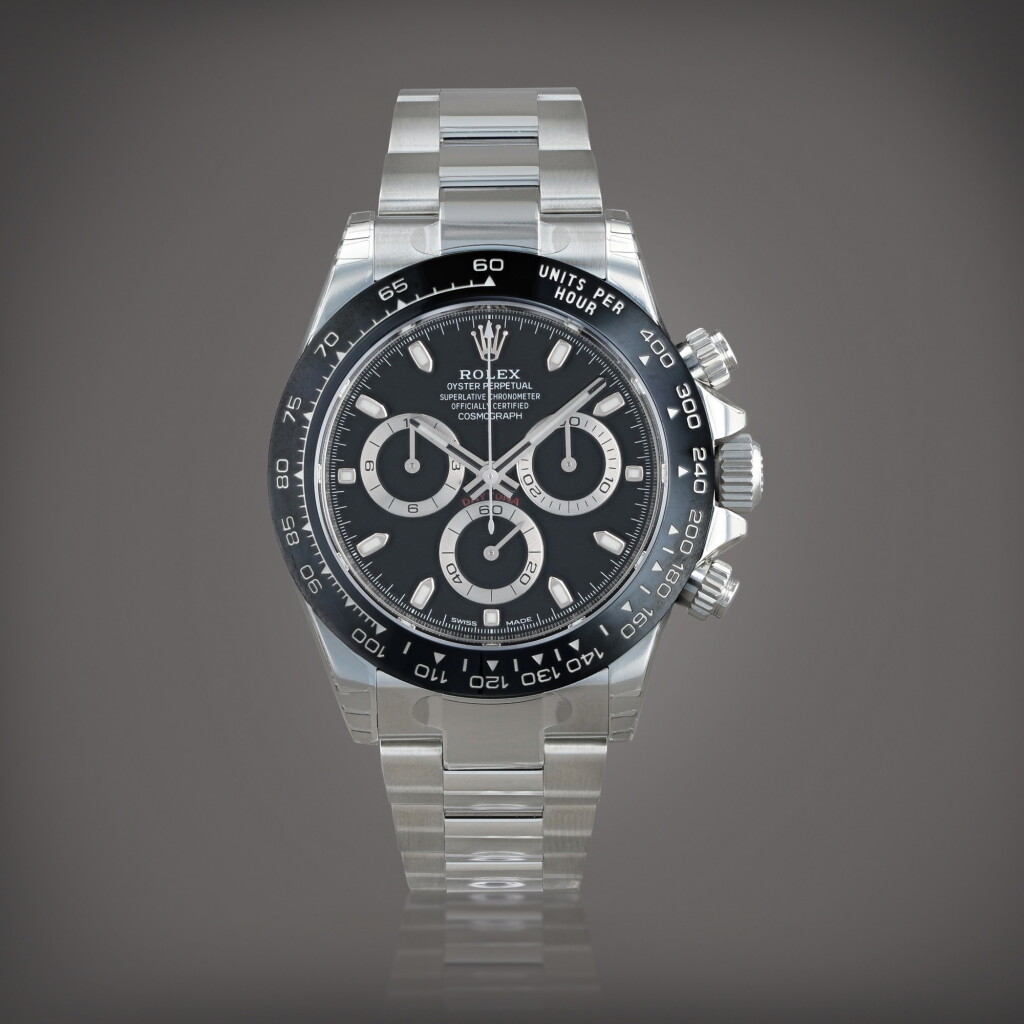View full screen - View 1 of Lot 612. Daytona 'stickered', reference 116500LN Montre bracelet chronographe en acier | Stainless steel chronograph wristwatch with bracelet Vers 2018 | Circa 2018.