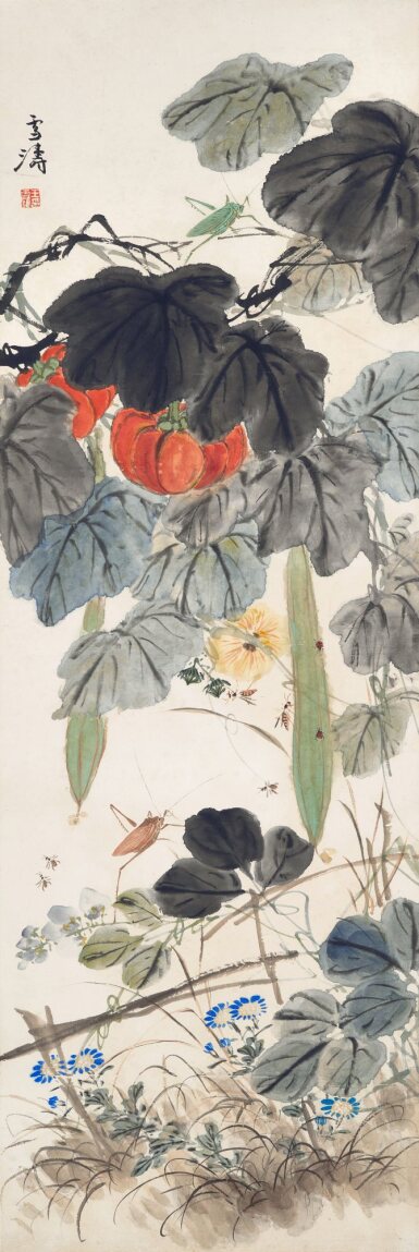 View full screen - View 1 of Lot 3005. 王雪濤 金瓜草蟲 │Wang Xuetao, Pumpkins and Insects.
