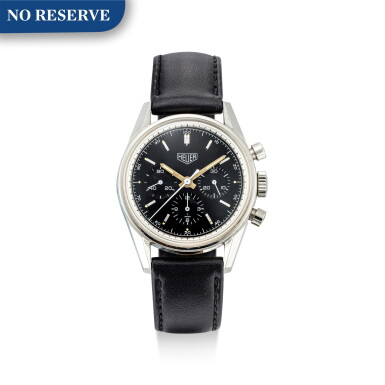 View full screen - View 1 of Lot 118. HEUER | CARRERA, REFERENCE CS3111 A STAINLESS STEEL CHRONOGRAPH WRISTWATCH, CIRCA 1986.