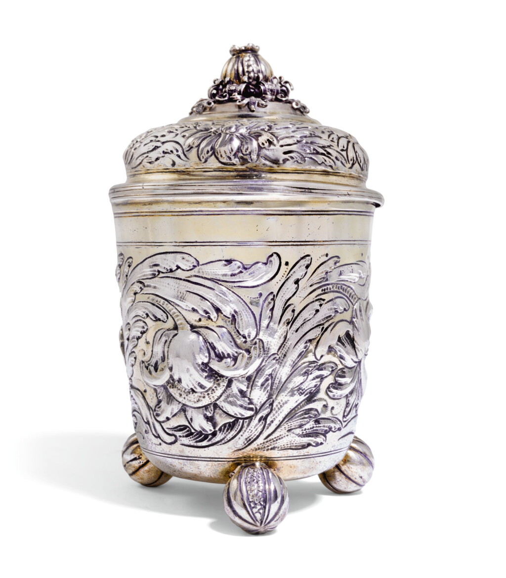 View full screen - View 1 of Lot 15. A German parcel-gilt silver 14 lot standard beaker and cover, Conrad Kerstner, Nuremberg, circa 1670.