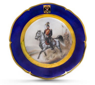 View full screen - View 1 of Lot 123. A Berlin K.P.M Armorial Military Cabinet plate, circa 1849-70.