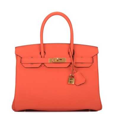 View full screen - View 1 of Lot 138. Hermès Orange Poppy Birkin 30cm of Togo Leather with Gold Hardware.