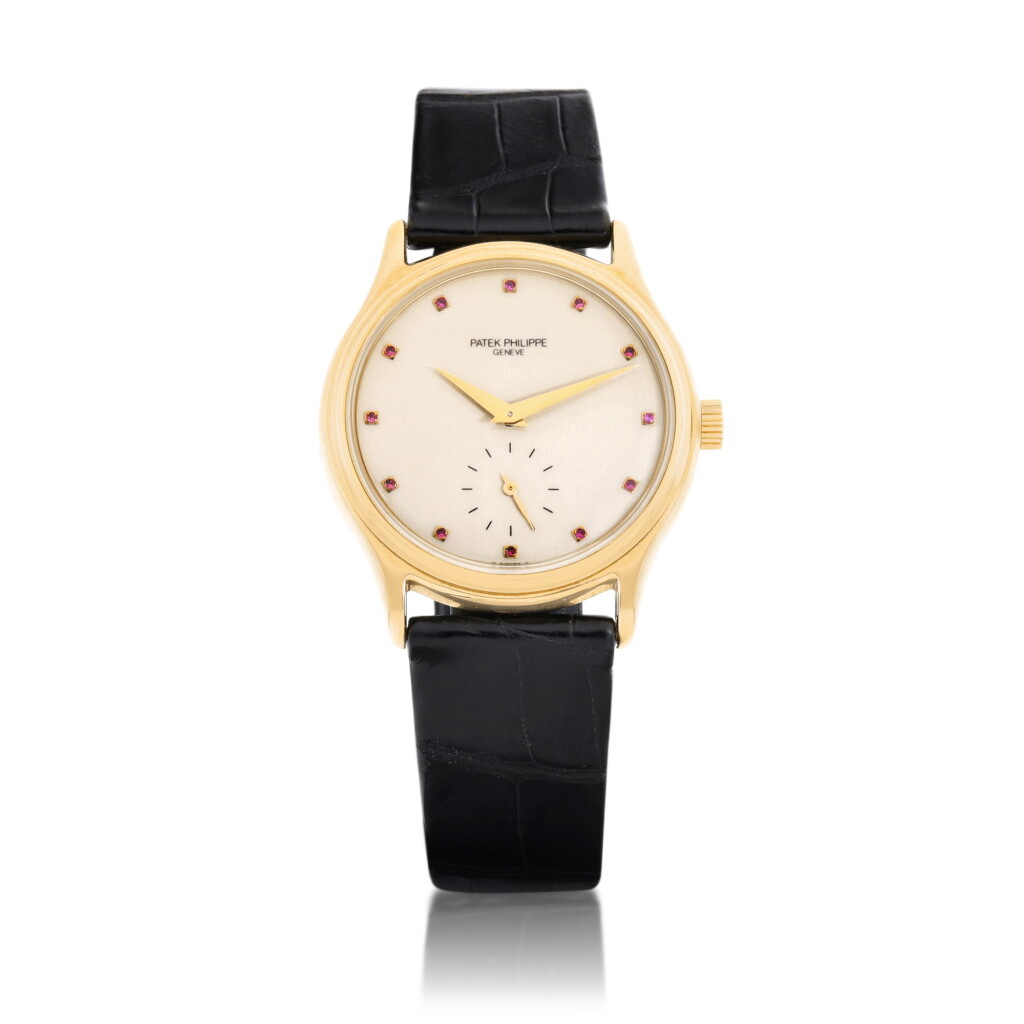 View full screen - View 1 of Lot 8215. Calatrava, Reference 3923 | A limited edition pink gold and ruby-set wristwatch, Made to commemorate the 25th anniversary of the Taiwanese firm Wu Shang Trading Company Limited, Circa 1995 | 百達翡麗 Calatrava 型號3923 | 限量版粉紅金鑲紅寶石腕錶,為紀念台灣武祥貿易股份有限公司25週年而製,約1995年製.