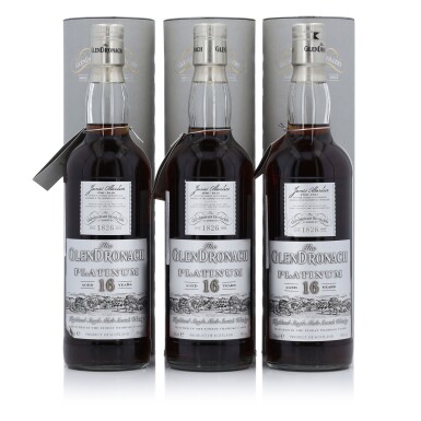View full screen - View 1 of Lot 210. The Glendronach 16 Year Old Platinum 48.0 abv NV (3 Bottles 70cl).