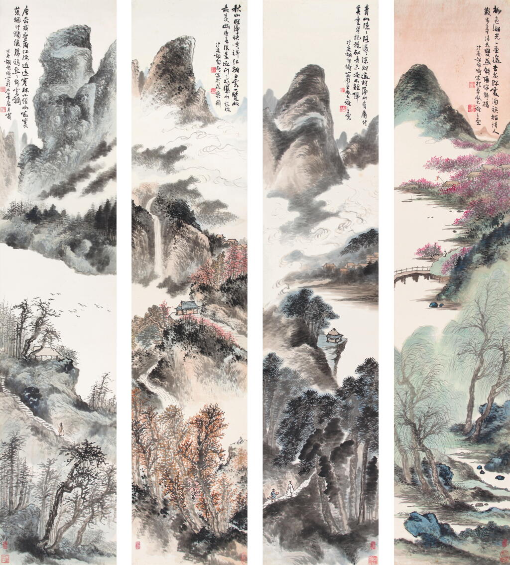 View full screen - View 1 of Lot 2654. 胡佩衡 四時麗景 | Hu Peiheng, Landscape of Four Seasons.