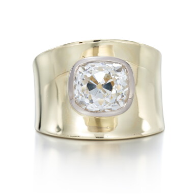 View full screen - View 1 of Lot 103. Diamond and polished gold ring.