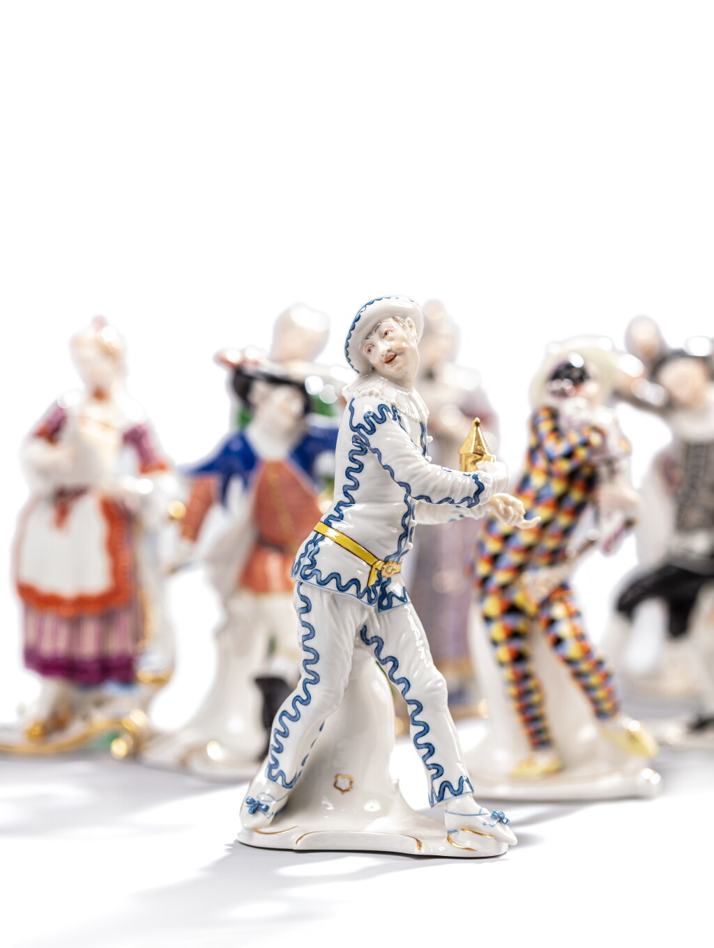 View full screen - View 1 of Lot 215. A complete set of sixteen Nymphenburg porcelain Commedia dell'Arte figures, 20th century.