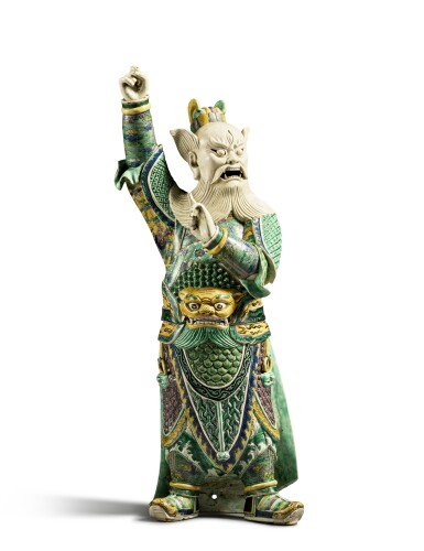 View full screen - View 1 of Lot 204. A large famille-verte figure of Wang Lingguan, Qing dynasty, Kangxi period .