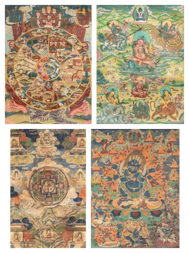 View full screen - View 1 of Lot 42. A group of four thangkas, Nepal, 20th century.