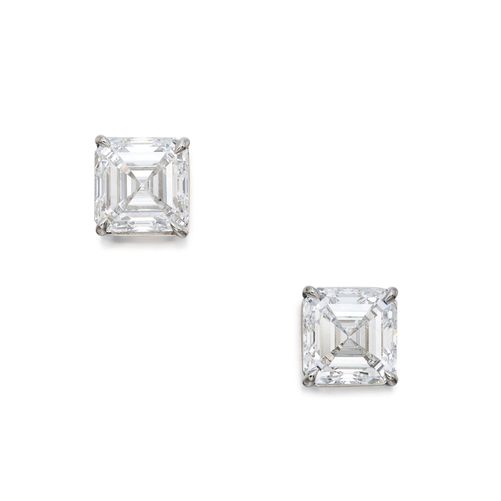 View full screen - View 1 of Lot 4. Pair of Diamond Stud Earrings .