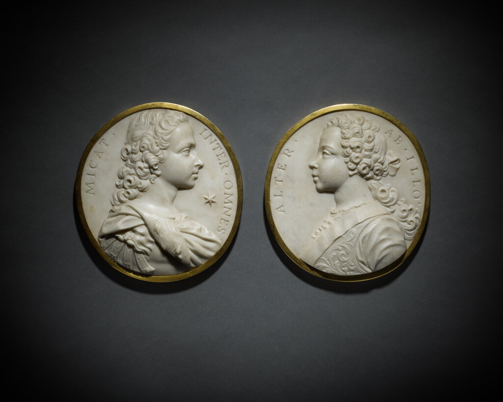 View full screen - View 1 of Lot 248. A pair of portrait medallions with the Young Pretender and his brother Henry Benedict Stuart.