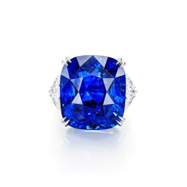 View full screen - View 1 of Lot 326. Sapphire and Diamond Ring | 48.19克拉 天然「斯里蘭卡」未經加熱藍寶石 配 鑽石 戒指.