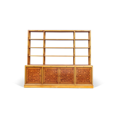 View full screen - View 1 of Lot 15. A painted sycamore maple and beechwood bibliothèque, circa 1980, attributed to Renzo Mongiardino (1916-1998) .