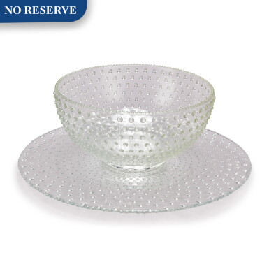 View full screen - View 1 of Lot 392. Moulded Glass Circular Punchbowl and Stand.