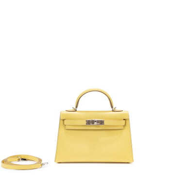 View full screen - View 1 of Lot 432. Jaune Poussin Epsom Mini Kelly 20 II HSS Palladium Hardware, 2022.
